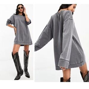 ASOS Gray Oversized Sweatshirt Dress